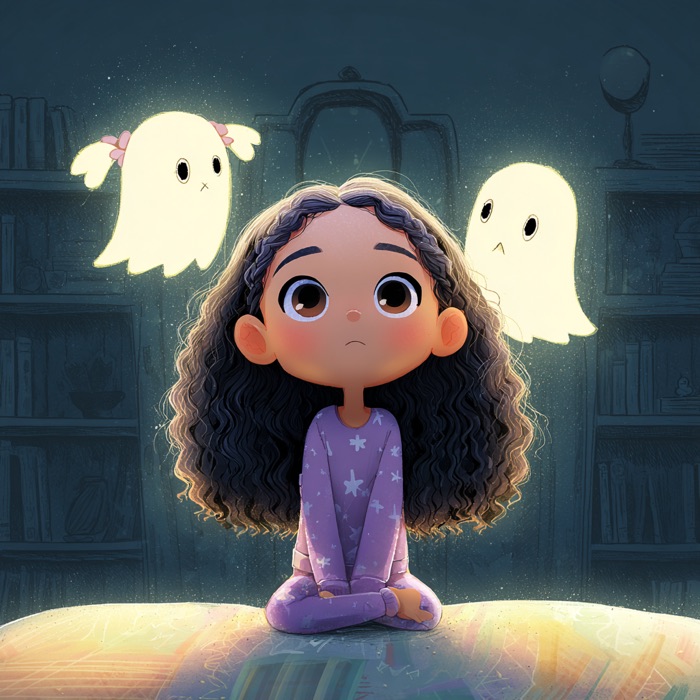 Luna with her friendly ghost friends